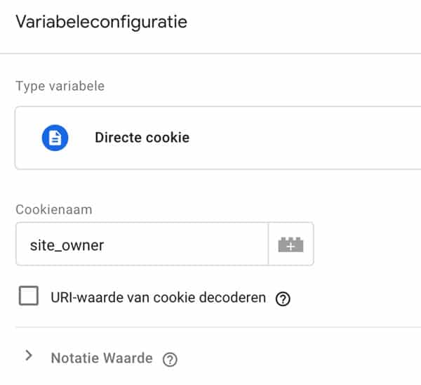 GTM cookie variabele maken