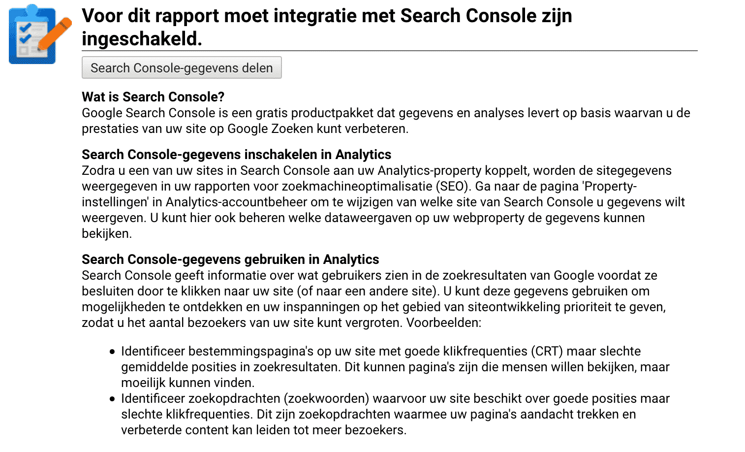 Integratie google search console