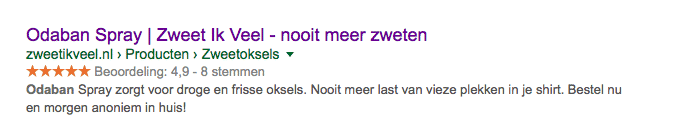 Zoekresultaat met Rich Snippet