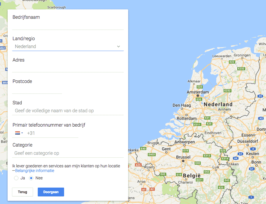 Google Mijn Bedrijf toevoegen overzicht