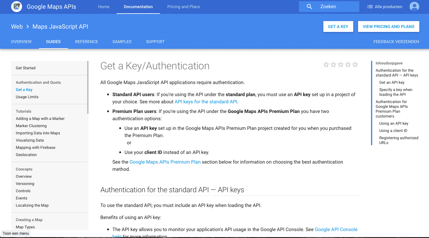 Google Maps API key