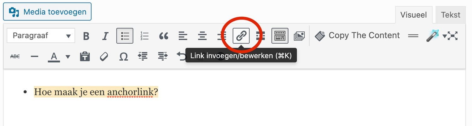 Hoe maak je een anchor link in WordPress