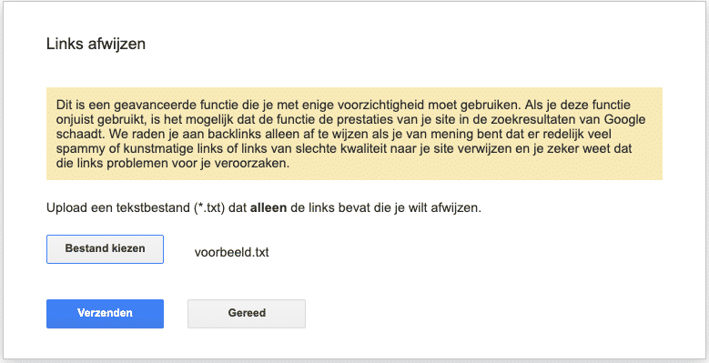 Links afwijzen met Disavow Tool