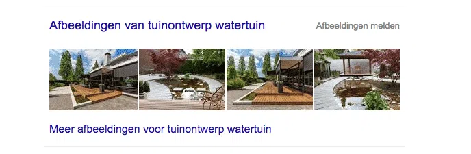 optimaliseer afbeelding voor Google, voorbeeld watertuin