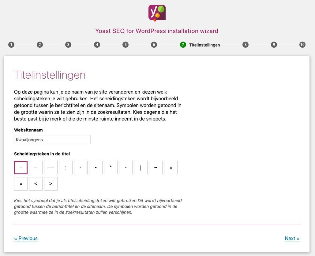 WordPress titelinstellingen Yoast