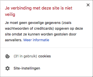 Verbinding website niet veilig