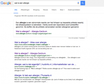 Featured snippet, wat is allergie