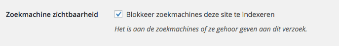 blokkeer zoekmachines deze site te indexeren