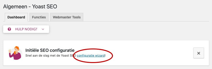 Yoast SEO configuratie wizard