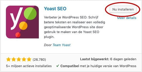 Yoast SEO installeren