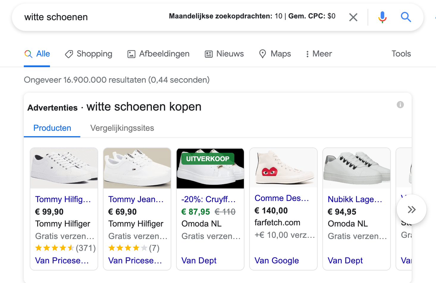 Betaalde google shopping advertenties