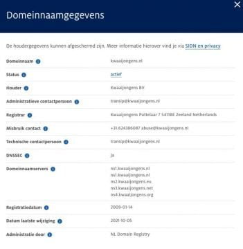 Domeinnaam gegevens controleren bij SIDN