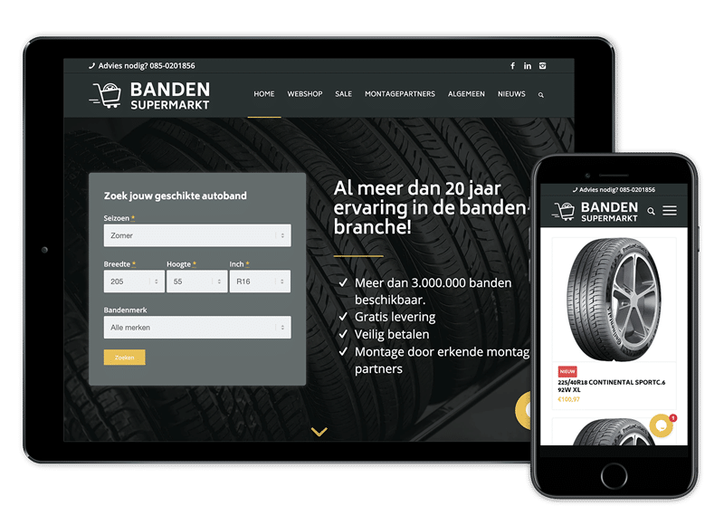 ecommerce-bandensupermarkt Woocommerce webshop met maatwerk en data-uitwisseling voor actuele aanbiedingen en voorraadbeheer.