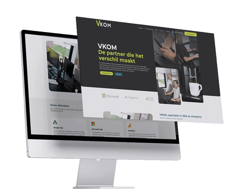 VKOM-SEA-website webdesign voor vkom sea bureau google analytics website