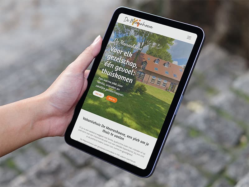 specialist in webdesign vakantiehuis de meerenhoeve