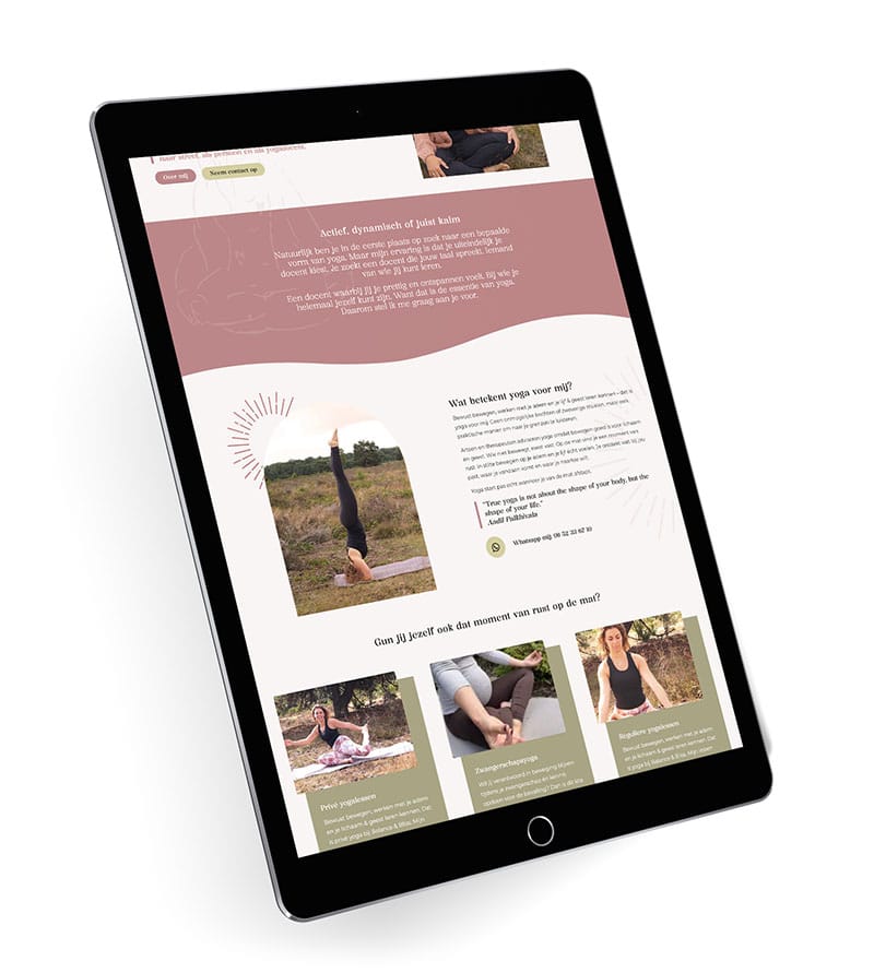 Professionele WordPress yoga praktijk website voor Anne Claassen Brabant.