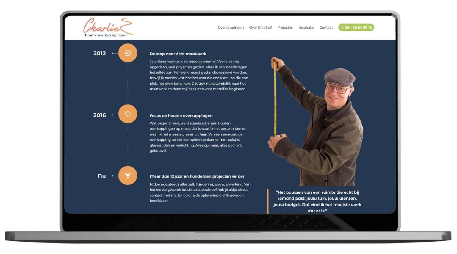 tijdlijn-over-charliez-website-kwaaijongens Tijdlijn over het vakmanschap van René op de CharlieZ website, ontwikkeld door Kwaaijongens.
